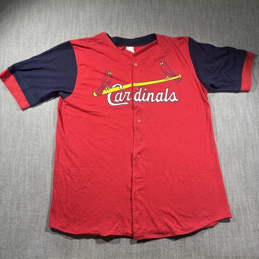 St Louis Cardinals Jersey Mens XL Red MLB Baseball Competitor Button Front‎ USA